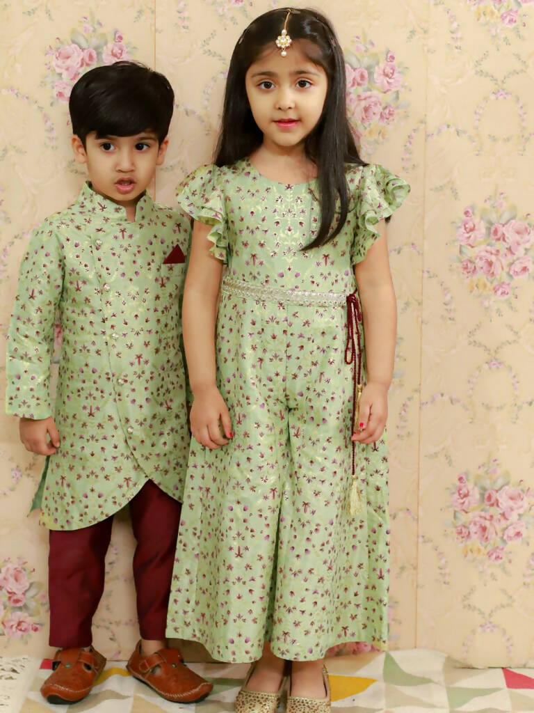 Lil Drama Boys Ethnic Kurta Pyjama - Green | Swadesiicart