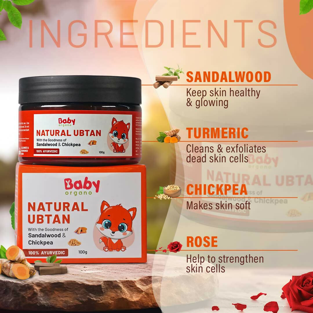 Babyorgano Natural Ubtan Face Pack, Skin Lightening and Tan Removal For Babies - Swadesiicart