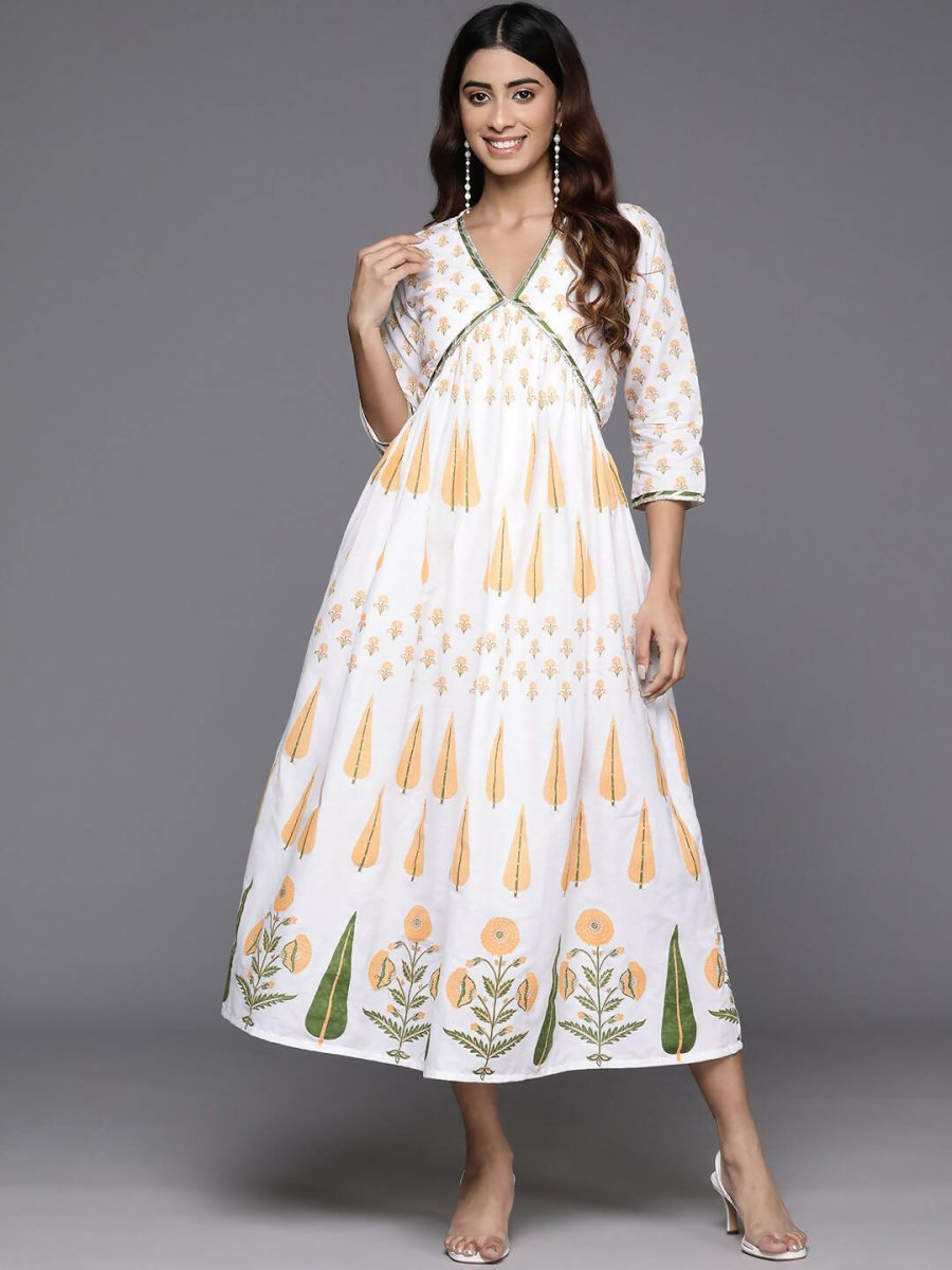 Ahalyaa Women's Traditional wear Dress - White | Swadesiicart