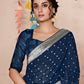 Blue Georgette Foil Printed Saree With Unstitched Blouse Piece - Nitya