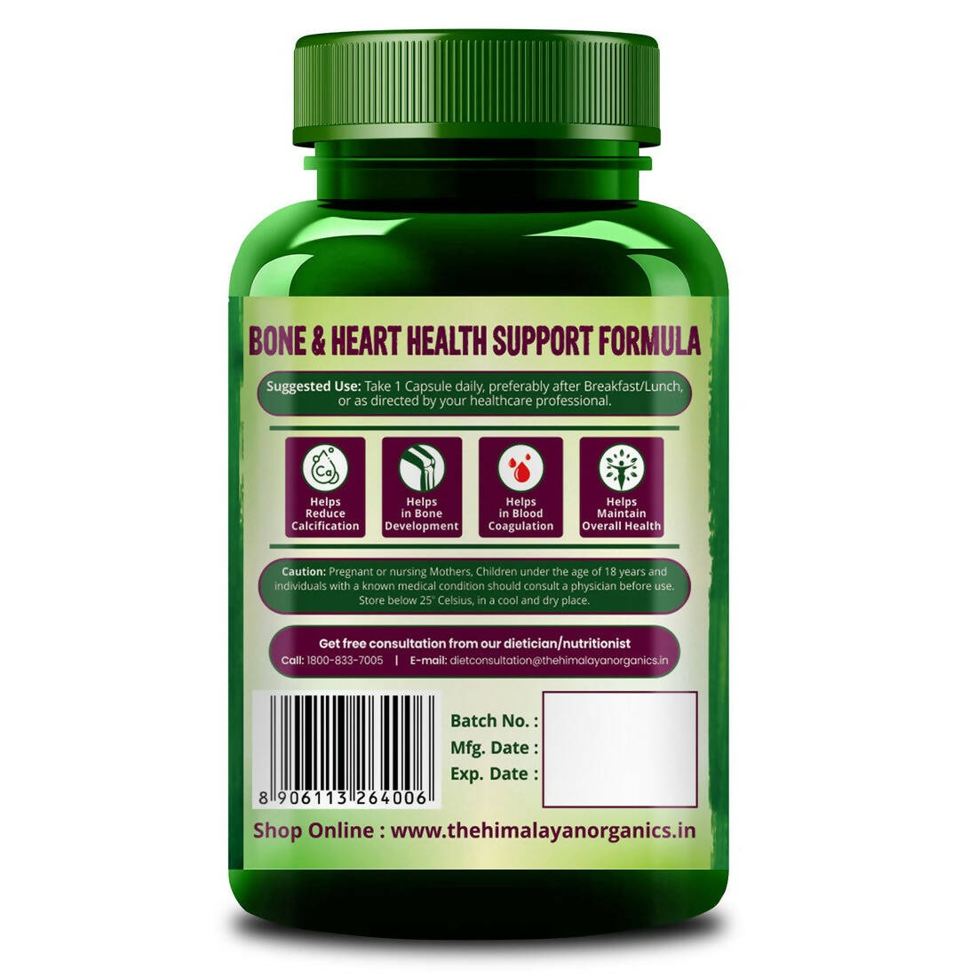 Himalayan Organics Plant Based Vitamin K2 Capsules | Swadesiicart
