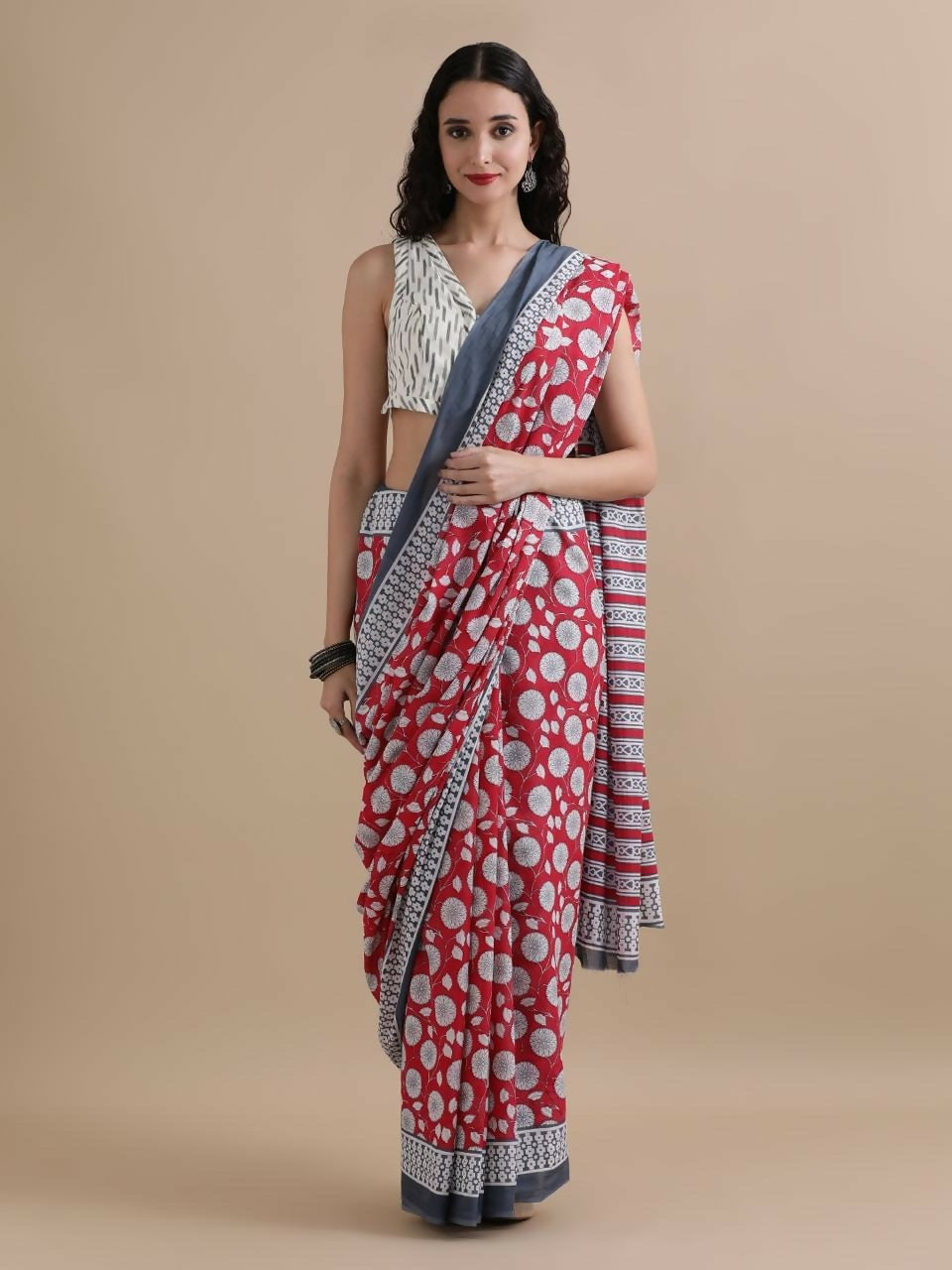 Exclusive Collection Maroon Beautiful Mulmul Cotton Saree - Swadesiicart