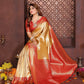 Aastha Fashion Cream Tissue Silk Woven Saree