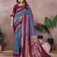 Aastha Fashion Grey Kalamkari Silk Zari Woven Saree