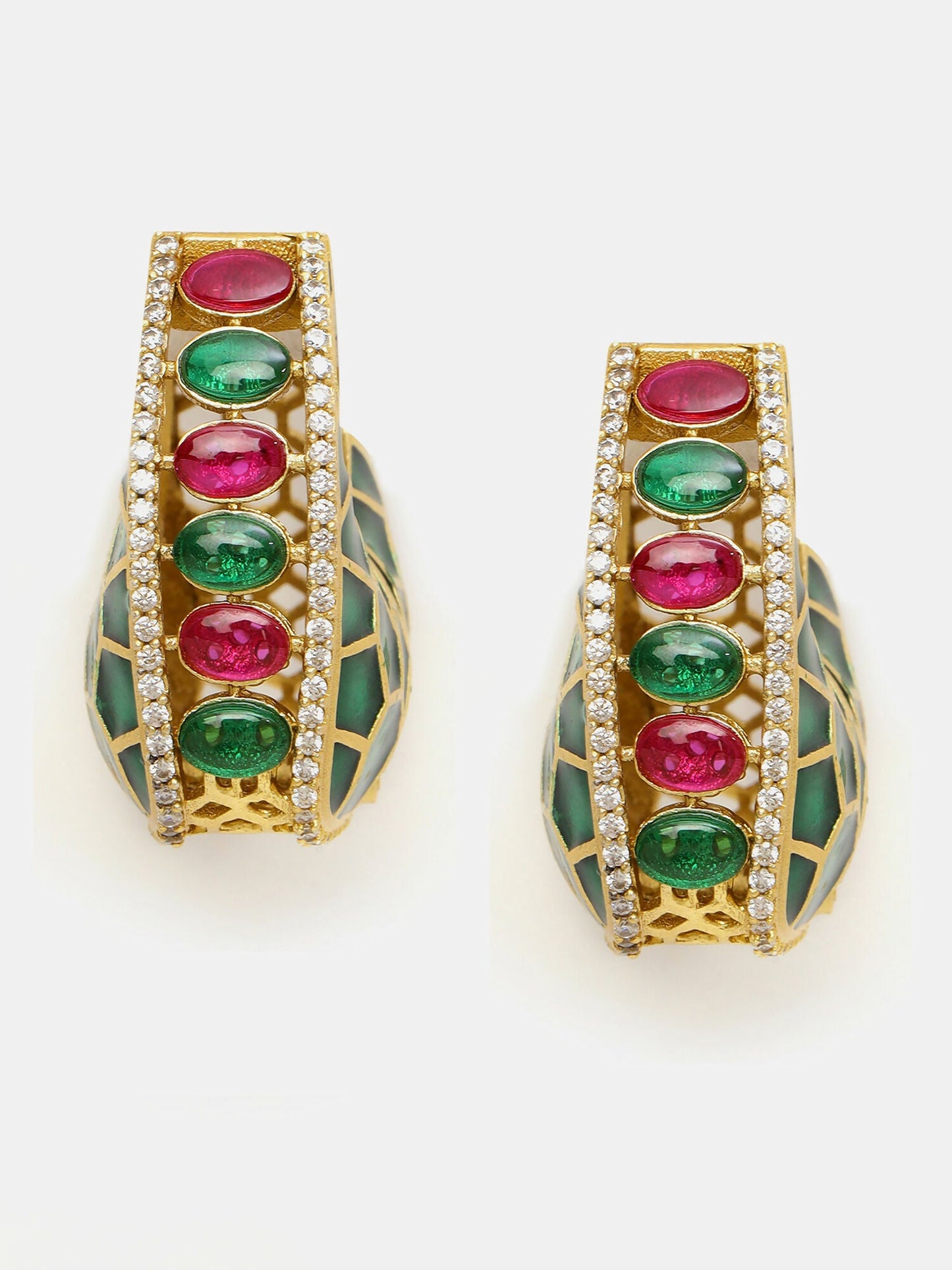 Ruby Raang Gold Polished Kundan Work Multi-Color Loops | Swadesiicart