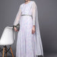 Ahalyaa Women Blue & White Floral Fit & Flare Maxi Ethnic Dress | Swadesiicart