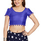 Aastha Fashion Women's Blue Art Silk Pom Pom Lace Readymade Blouse