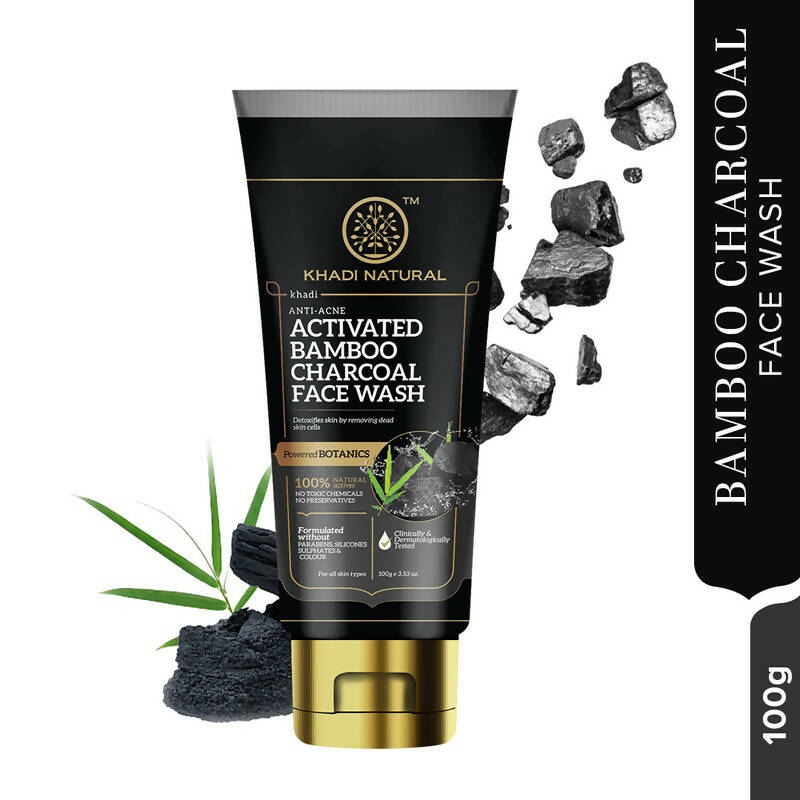 Khadi Natural Activated Bamboo Charcoal Face Wash - Swadesiicart