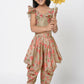 Lil Drama Golden Weaves Beige Crop Top With Dhoti Co-Ordinate Set - Swadesiicart