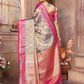 Anaita Lavender Tissue Silk With Zari Weaving Saree With Blouse