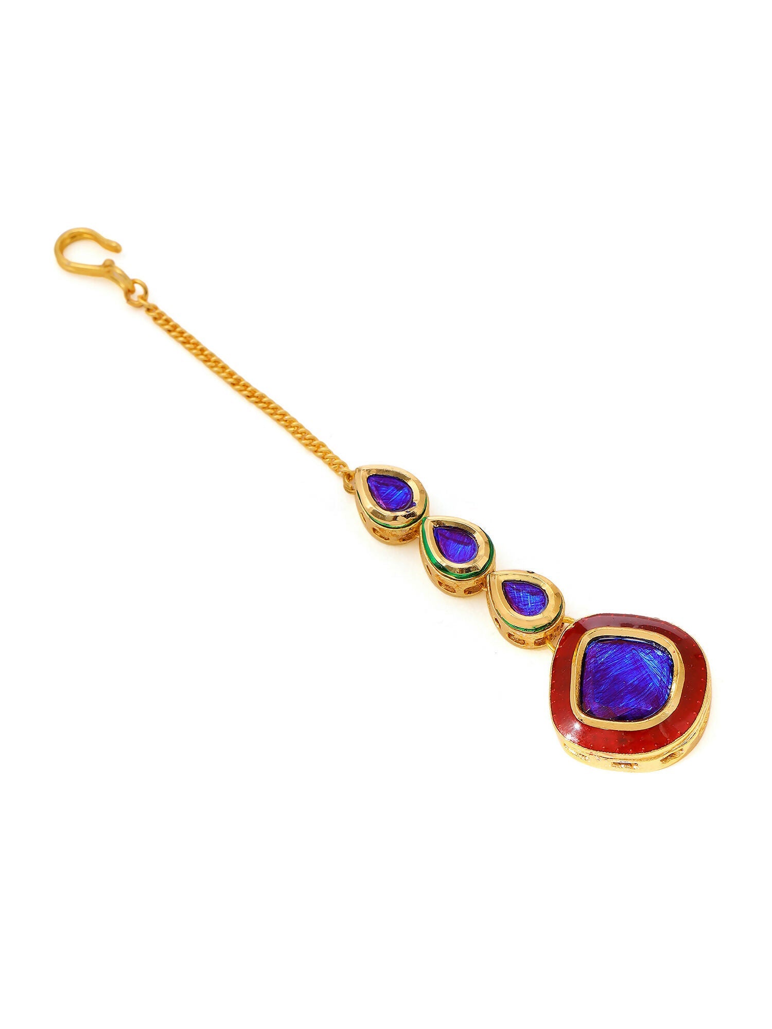 Ruby Raang Blue Meenakari Kundan Maang Tikka | Swadesiicart