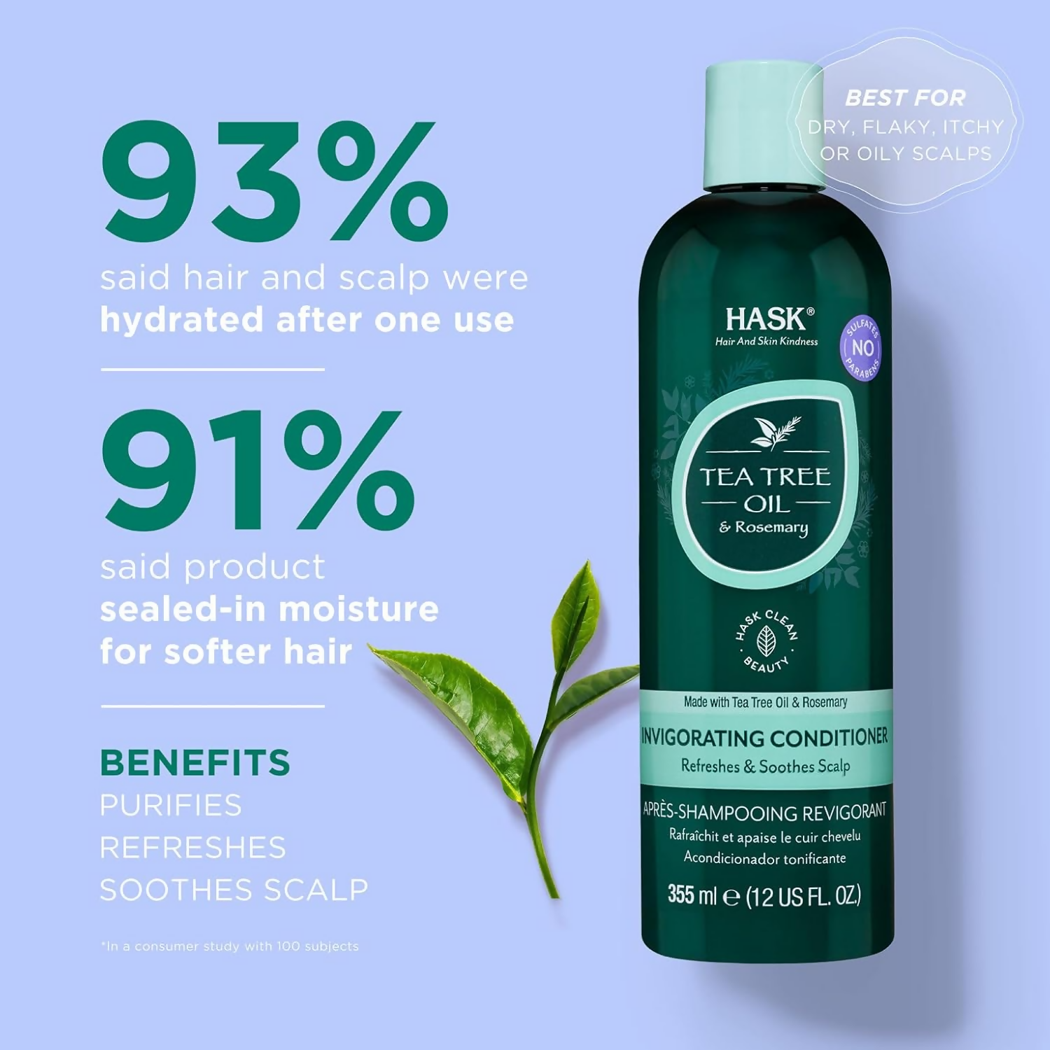 HASK Tea Tree Oil & Rosemary Invigorating Conditioner | Swadesiicart
