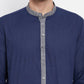 Even Apparels Blue Pure Cotton Men's Kurta With Contrast Collar And Placket | Swadesiicart