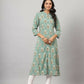 Juniper Women's Green Printed A-Line Kurta | Swadesiicart