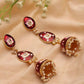 Alloy Base Metal Gold-Toned Kundan Oval Jhumkas Earrings for Women & Girls By House of Ree - House of Ree