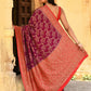 Joban Fashion Hot Pink Crepe Chiffon Pure Handloom Banarasi Silk Saree | Swadesiicart