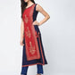 Aniyah Rayon Block Printed Layered Kurta In Red (AN-120K) - Swadesiicart