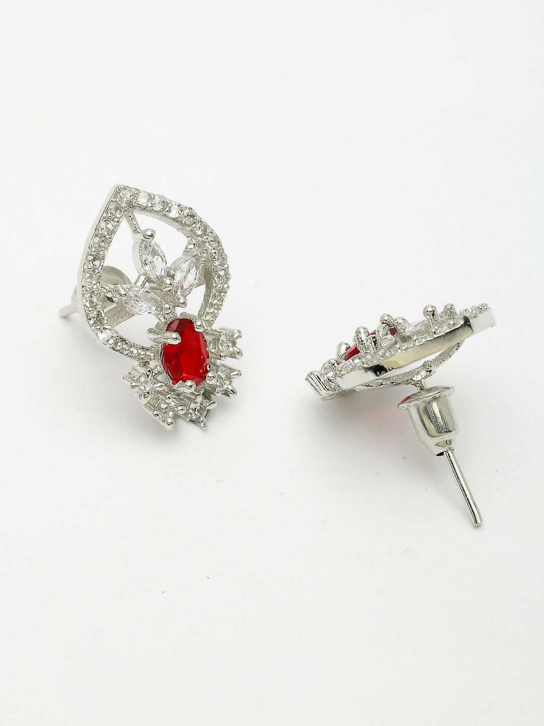 NVR Women Silver-Plated American Diamond-Studded Pendant Set | Swadesiicart
