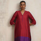 trueBrowns Red Silk Kurta Set | Swadesiicart