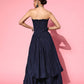 InWeave Women's Navy Blue Mirror Work Off Shoulder Kurta Set - Swadesiicart