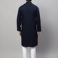 Even Apparels Blue Pure Cotton Kurta With Band Collar | Swadesiicart
