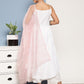 InWeave Women's Cream Strappy With Pink White Chintz Organza Dupatta - Swadesiicart
