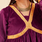InWeave Women's Wine Mughal Shaan Style Velvet Short Kurta Set - Swadesiicart