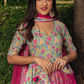 Pomcha Jaipur Jaipuri Hand Block Cotton Anarkali Set | Swadesiicart