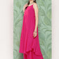 InWeave Women's Fuchsia Strappy Set W Navy Pink Lotus Cr Duptta - Swadesiicart