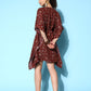 InWeave Women's Burgundy Jaal Print Kaftan Dress - Swadesiicart
