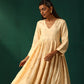 trueBrowns Ivory Geometric Floral Viscose Silk Anarkali Kurta Pant Set | Swadesiicart