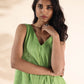 trueBrowns Green Cotton Dobby Sleeveless Kurta Pant Set | Swadesiicart