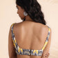 trueBrowns Yellow Muslin Ikat Sleeveless Blouse | Swadesiicart