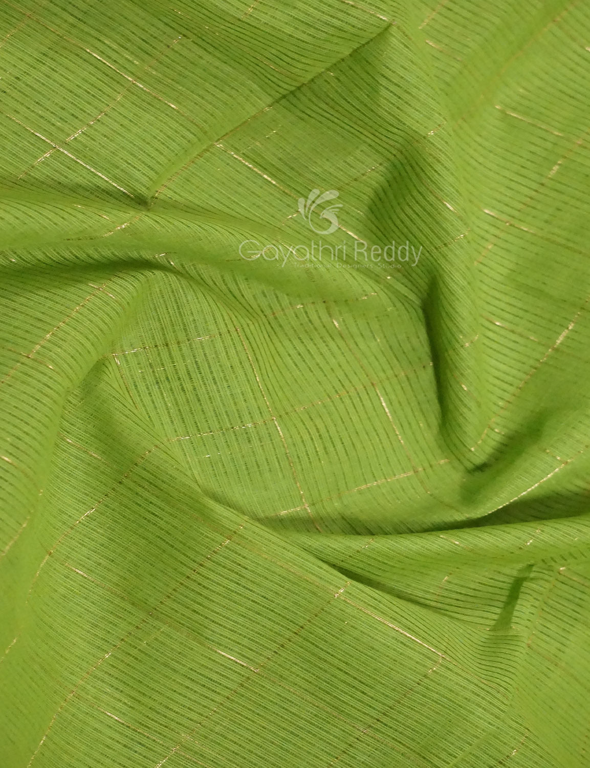 Dual Shade of Parrot Green And Mehndi Pure Mangalgiri Cotton By Gayathri Reddy Designer Studio | Swadesiicart