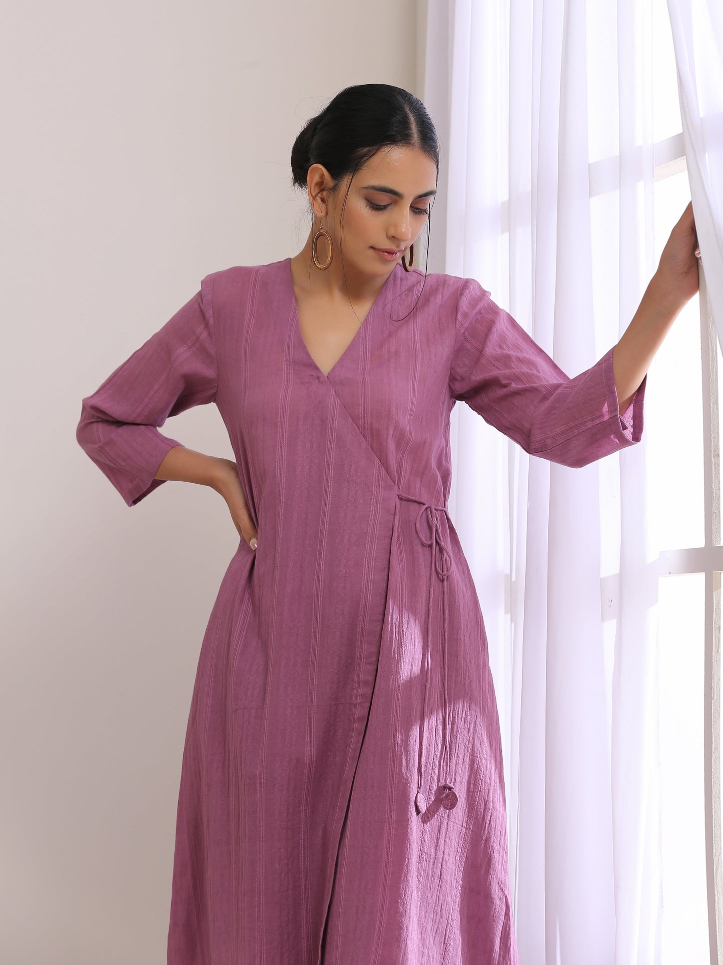 trueBrowns Onion Pink Dobby Angrakha Pant Set | Swadesiicart