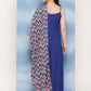 InWeave Women's Ink Blue Strappy Set With Navy Pink Lotus Cr Dupatta - Swadesiicart