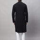 Even Apparels Black Pure Cotton Kurta With Band Collar | Swadesiicart
