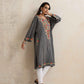 trueBrowns Grey Kashmiri Embroidered Woollen Phiran Kurta | Swadesiicart