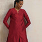 trueBrowns Red Silk Kurta Co-ord Set - Swadesiicart