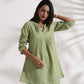 trueBrowns Green Slub Pleated Co-ord Set - Swadesiicart