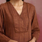 trueBrowns Brown Cotton Dobby Kurta Co-ord set - Swadesiicart