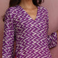 trueBrowns Purple Muslin Silk Printed Kurta Set | Swadesiicart