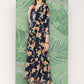 InWeave Women's Black Tropical Print Gota Long Dress - Swadesiicart