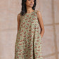 trueBrowns Beige Overall Brown Floral Block Print Cotton High-Low Co-Ord Set - Swadesiicart
