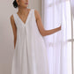 trueBrowns White Slub Texture Sleeveless Flared Kurta Pant Set | Swadesiicart