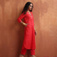 trueBrowns Red Print A-line Kurta Set | Swadesiicart
