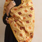trueBrowns Mustard Embroidered Woollen Stole | Swadesiicart