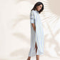trueBrowns White Cotton Multi Stripe Shirt Dress | Swadesiicart