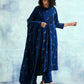 trueBrowns Blue Embroidered Velvet Shawl | Swadesiicart