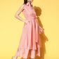 Ahalyaa Belted Tiered Empire Ethnic Dress | Swadesiicart